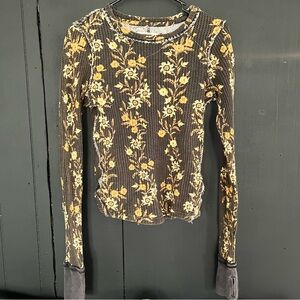 We The Free Yellow Floral Long Sleeve Top